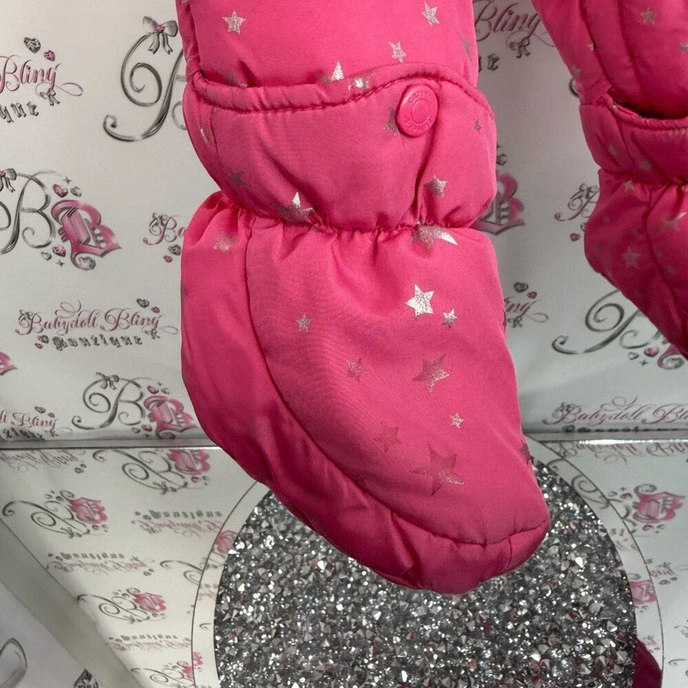 Carter's snowsuit one piece shiny stars silver Pink and Gray Snowsuit